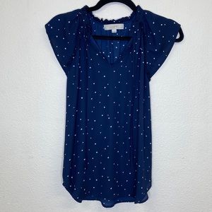 Loft Flutter Sleeve Star Print Blouse Size XSP